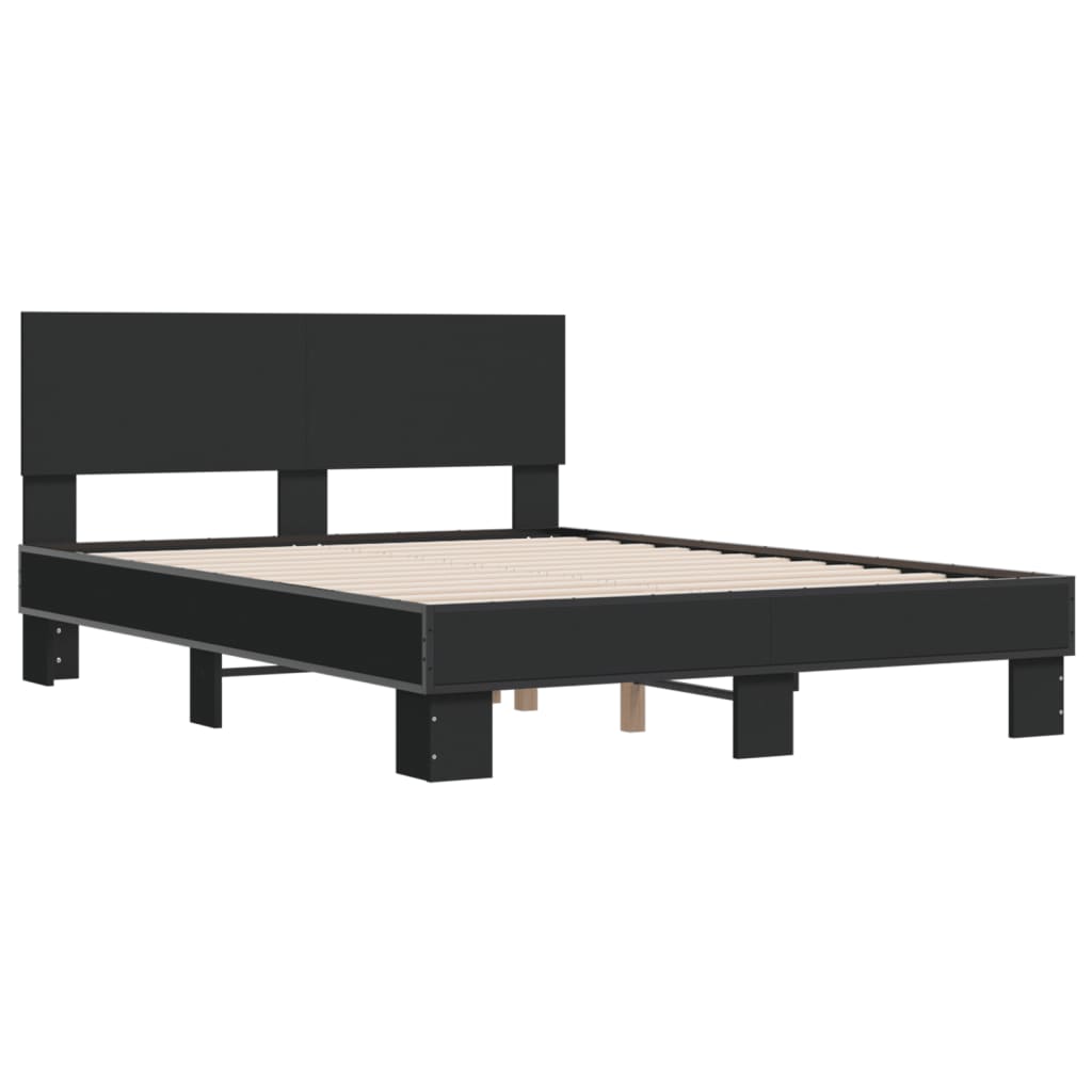 Okvir kreveta crni 120 x 200 cm od konstruiranog drvo i metal
