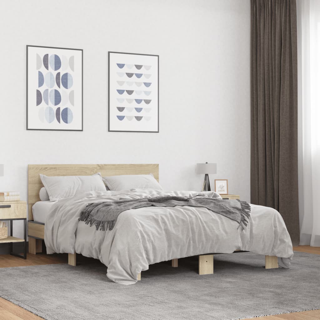Okvir kreveta boja hrasta 120x200 cm konstruirano drvo i metal
