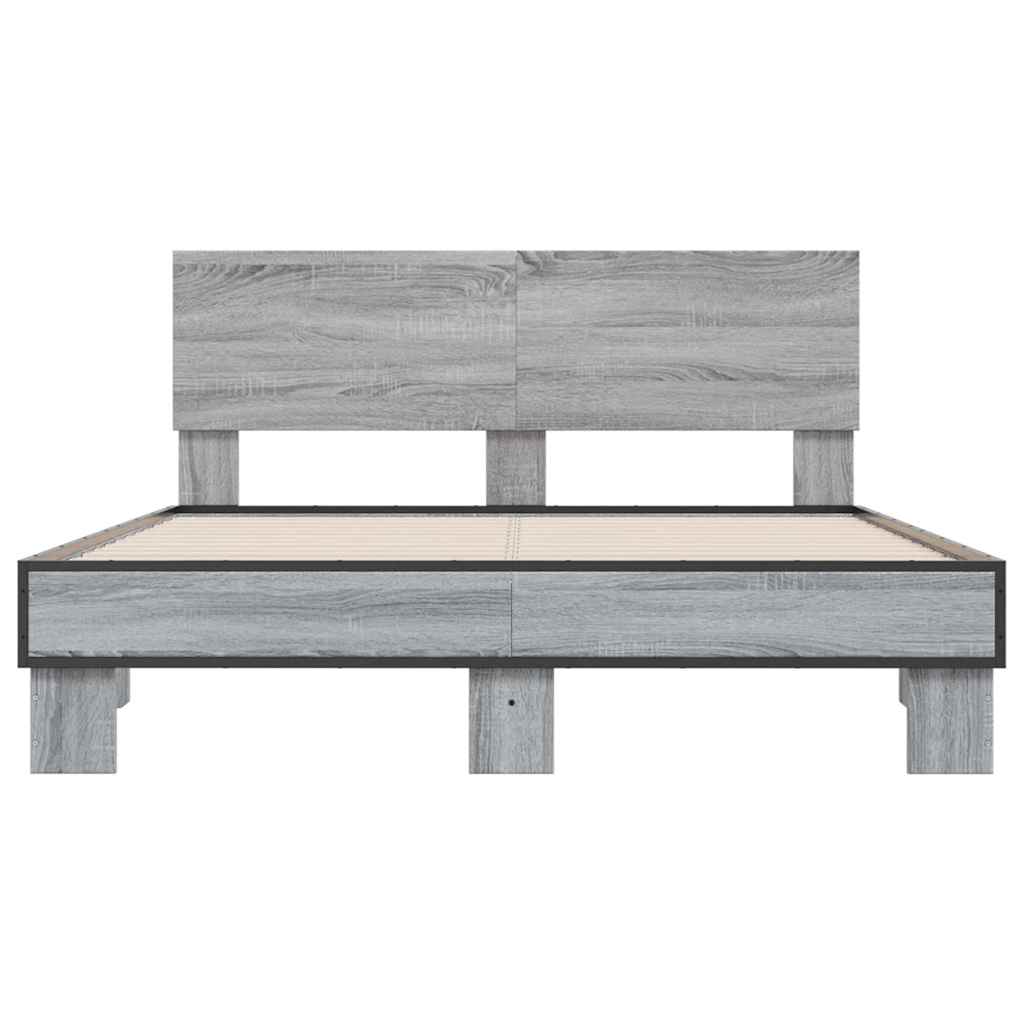 Okvir kreveta boja hrasta 135x190cm konstruirano drvo i metal