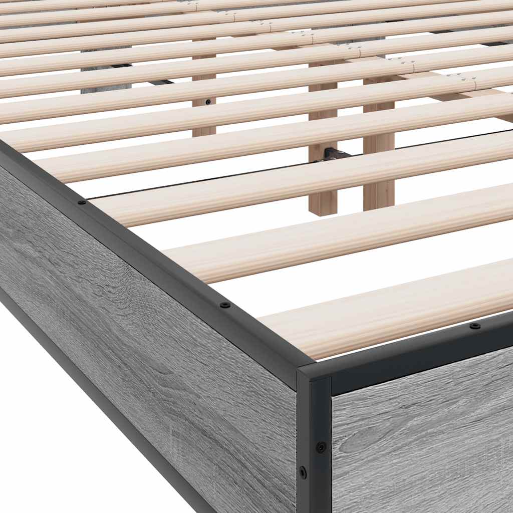 Okvir kreveta boja hrasta 135x190cm konstruirano drvo i metal