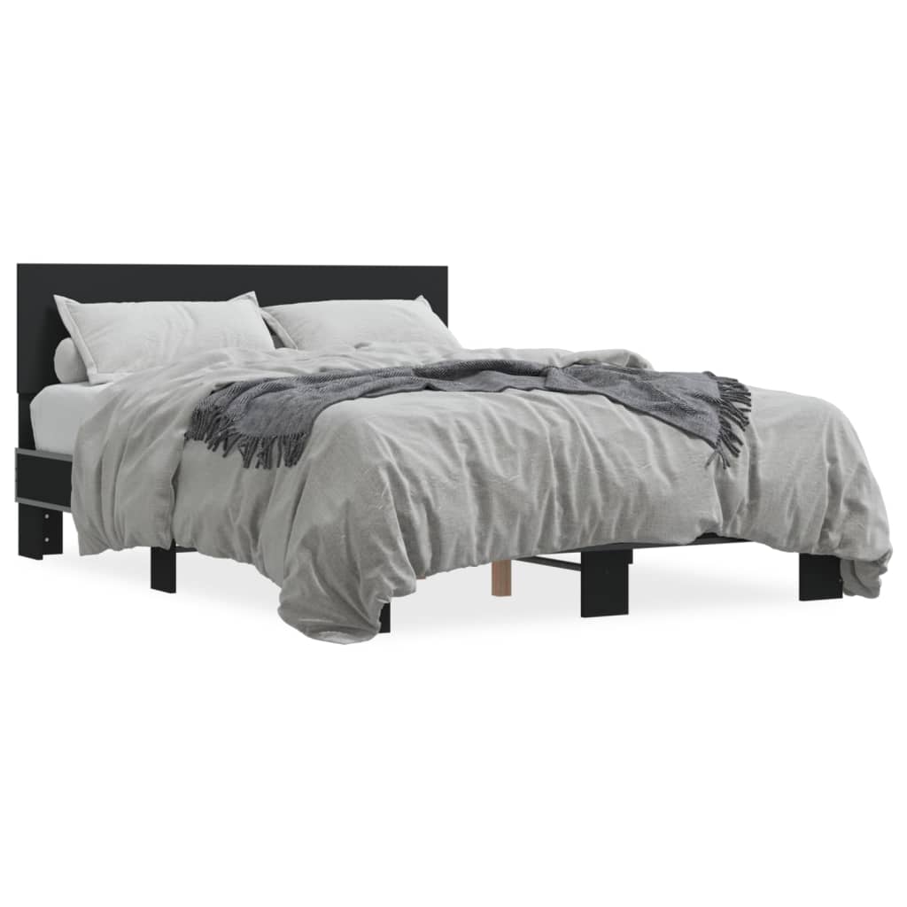 Okvir za krevet crni 140x190 cm konstruirano drvo i metal