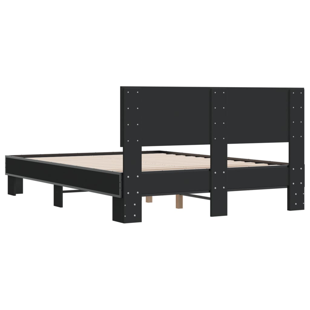 Okvir za krevet crni 140x190 cm konstruirano drvo i metal