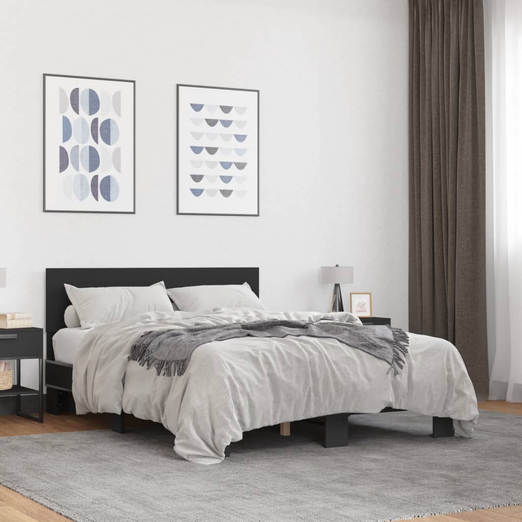Okvir za krevet crni 140x190 cm konstruirano drvo i metal