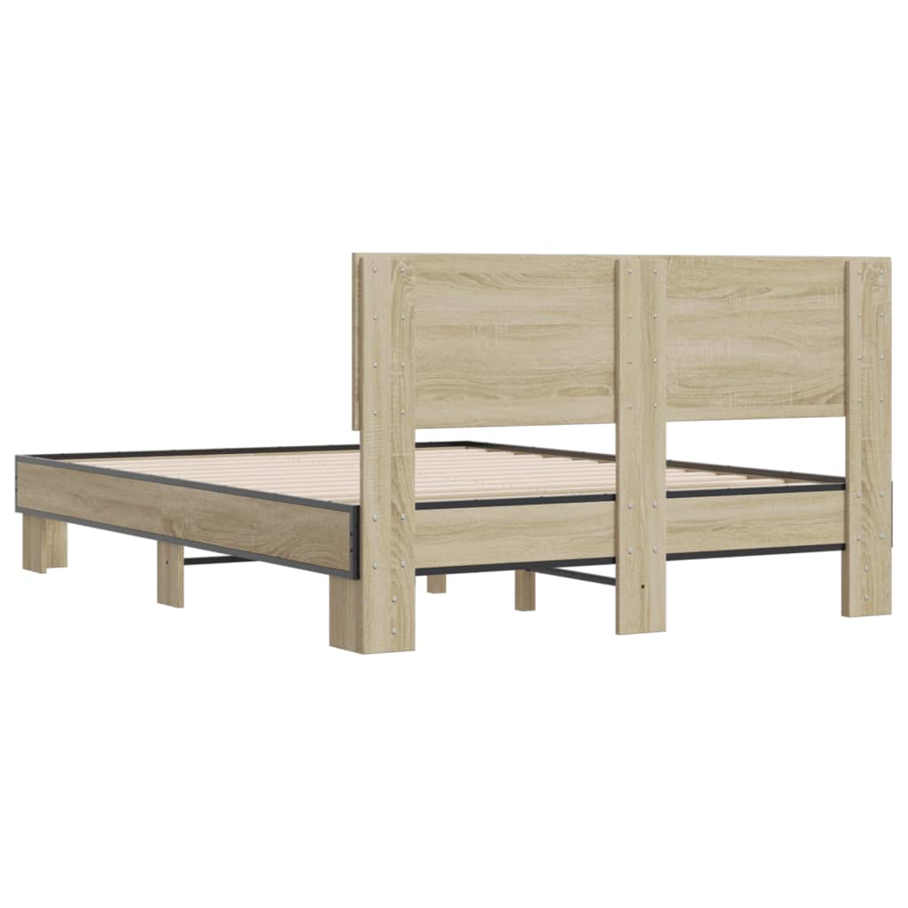 Okvir za krevet boja hrasta 140x190cm konstruirano drvo i metal