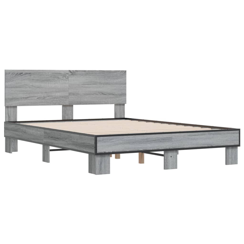 Okvir za krevet boja hrasta 140x190cm konstruirano drvo i metal