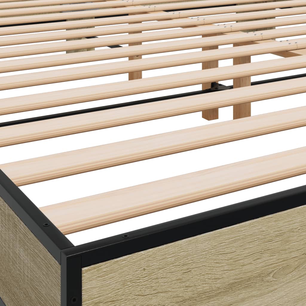 Okvir za krevet boja hrasta 200x200cm konstruirano drvo i metal