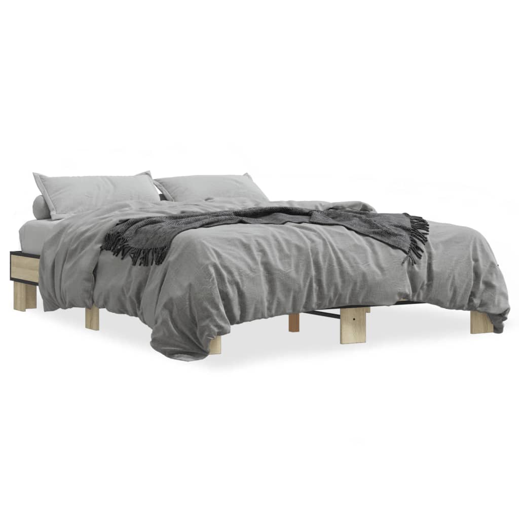 Okvir za krevet boja hrasta 150x200cm konstruirano drvo i metal