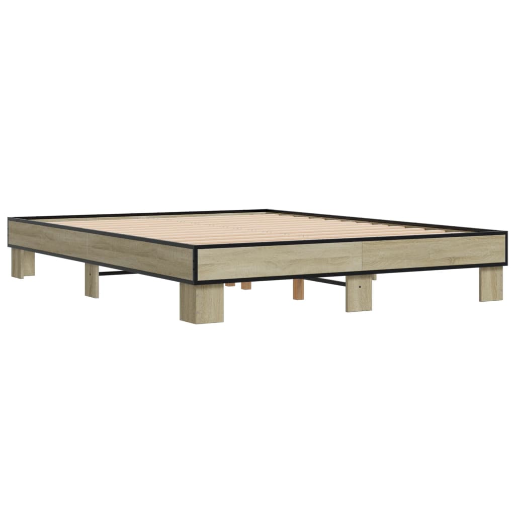 Okvir za krevet boja hrasta 150x200cm konstruirano drvo i metal