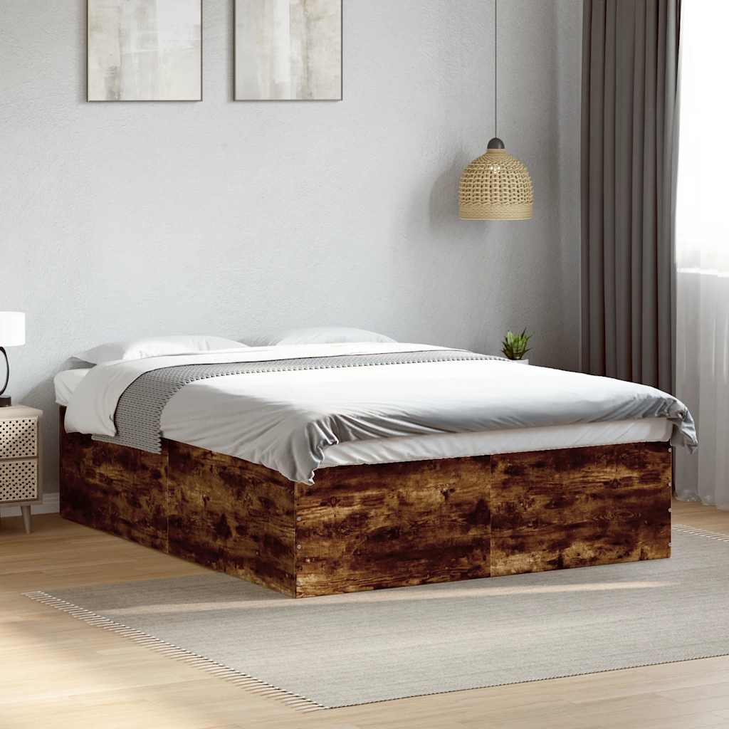 Okvir za krevet boja hrasta 150 x 200 cm konstruirano drvo