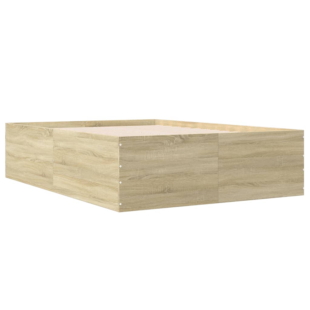 Okvir za krevet boja hrasta 140 x 200 cm konstruirano drvo