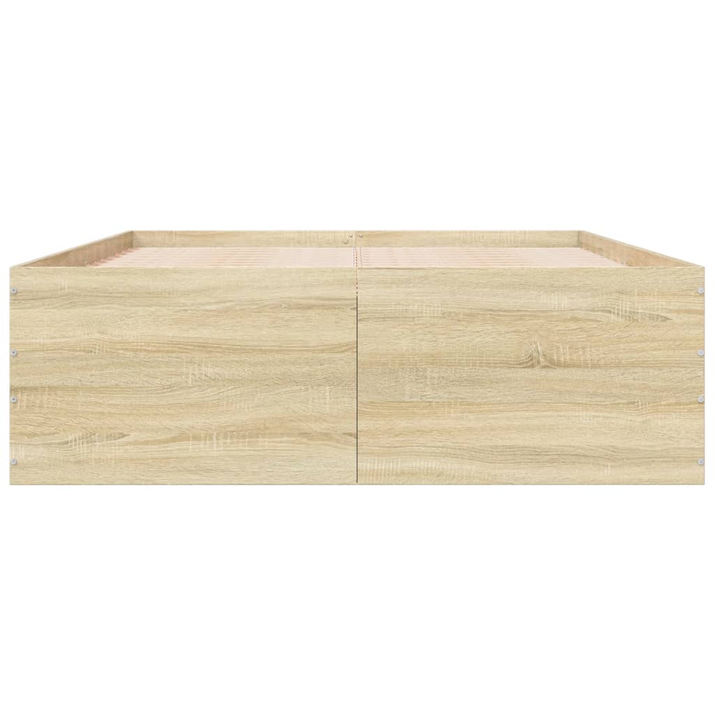 Okvir za krevet boja hrasta 140 x 200 cm konstruirano drvo
