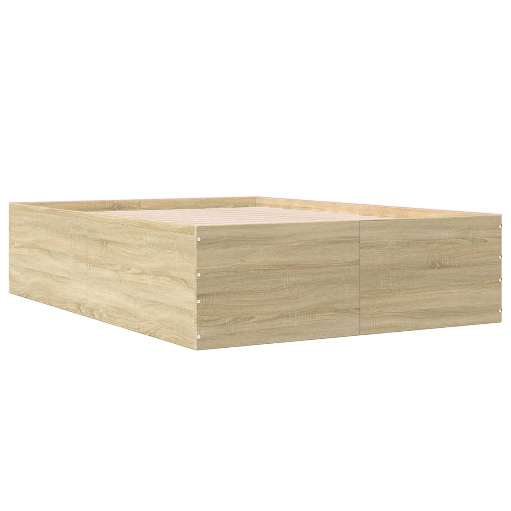 Okvir za krevet boja hrasta 140 x 200 cm konstruirano drvo