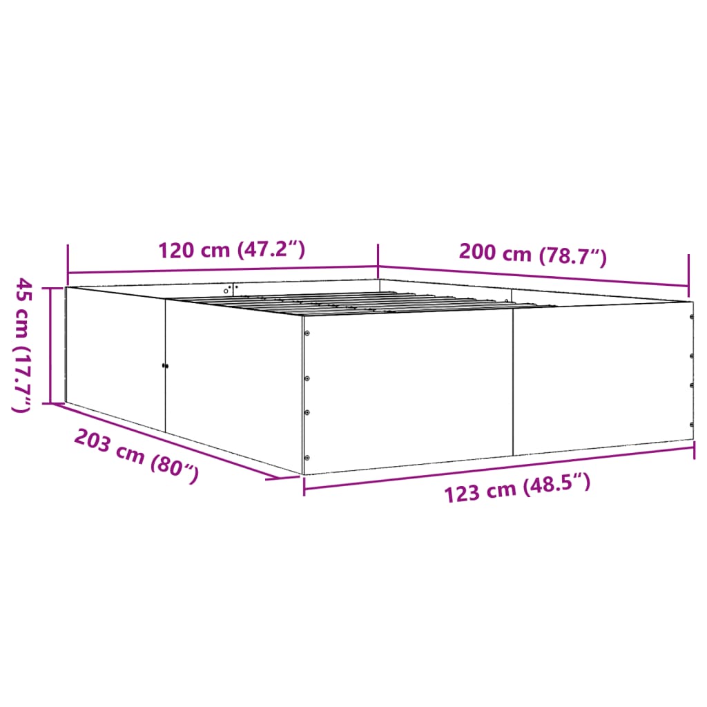 Okvir kreveta crni 120 x 200 cm od konstruiranog drva