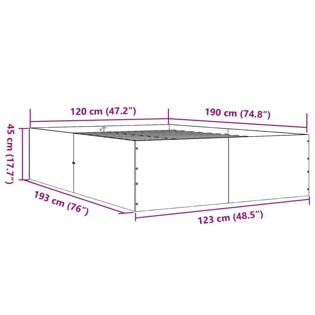 Okvir za krevet bijeli 120x190 cm konstruirano drvo