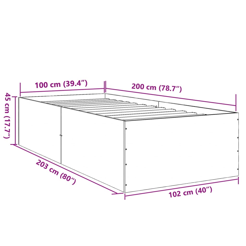 Okvir za krevet smeđi hrast 100 x 200 cm konstruirano drvo