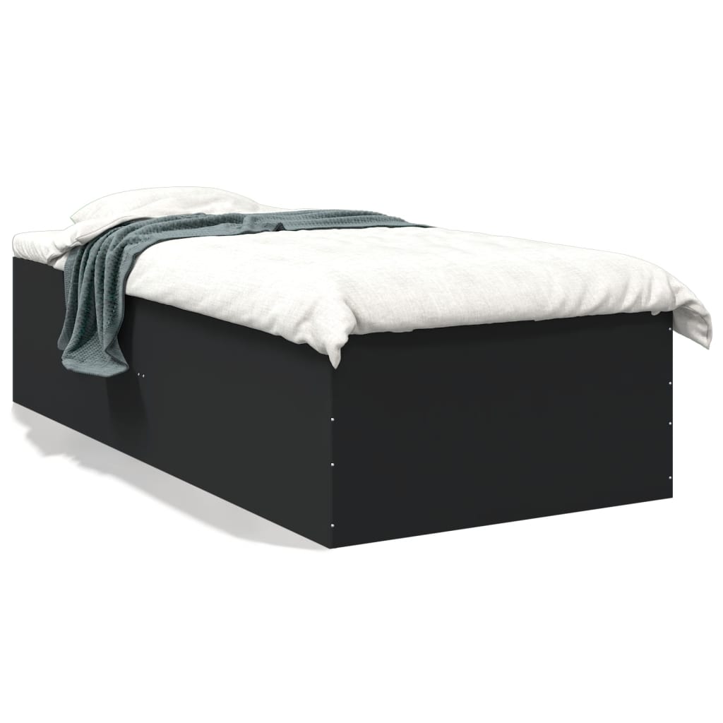Okvir za krevet crni 75 x 190 cm od konstruiranog drva