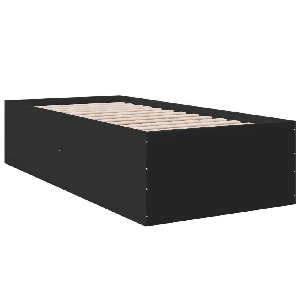 Okvir za krevet crni 75 x 190 cm od konstruiranog drva
