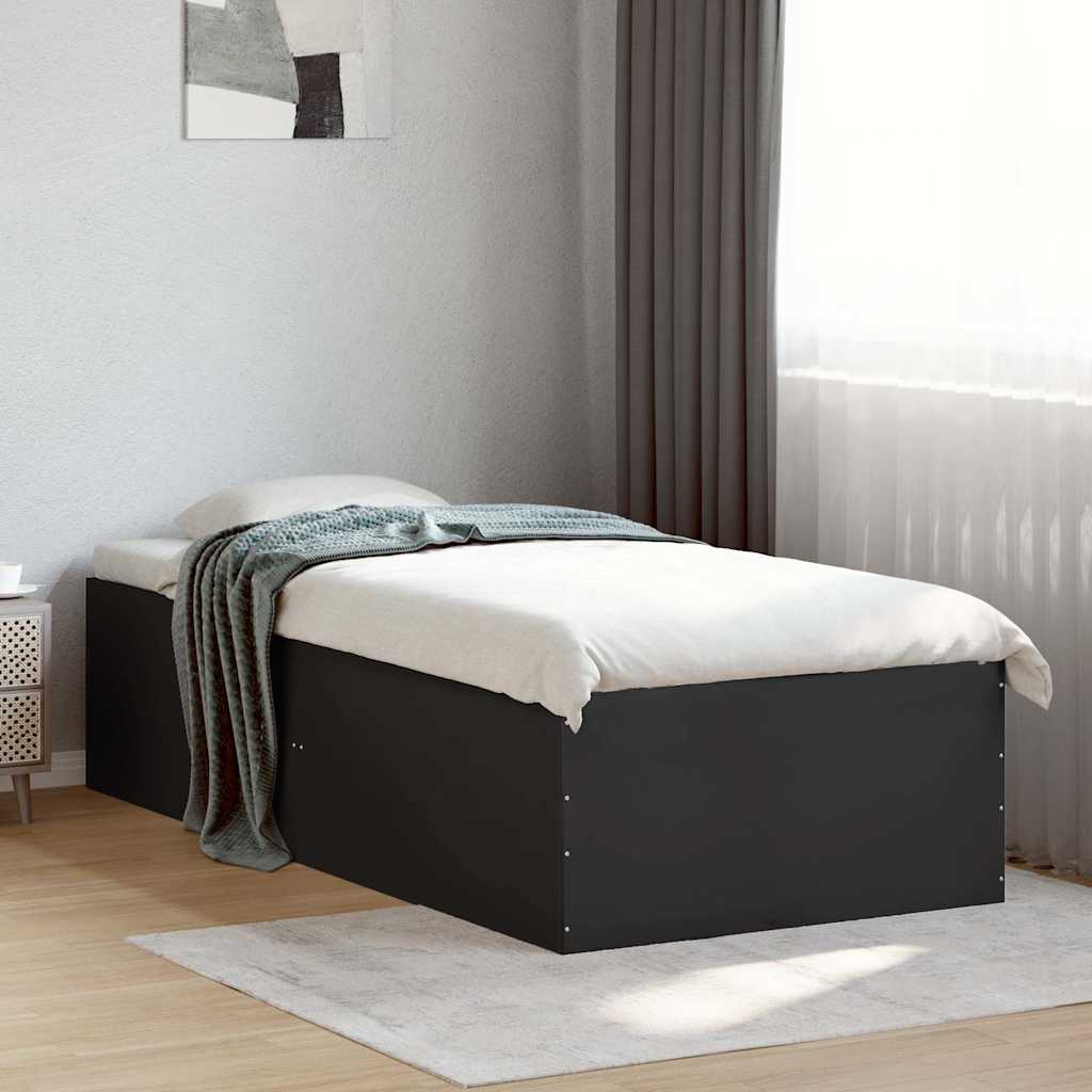 Okvir za krevet crni 75 x 190 cm od konstruiranog drva