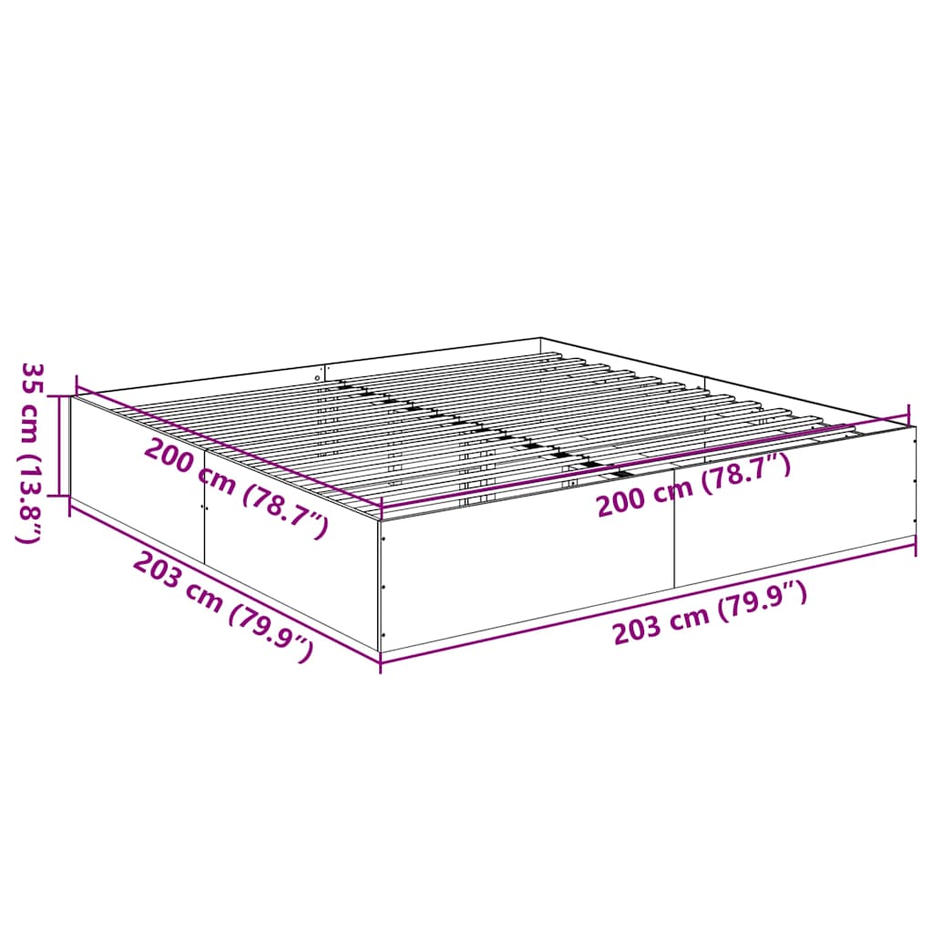 Okvir za krevet boja hrasta 200x200 cm od konstruiranog drva