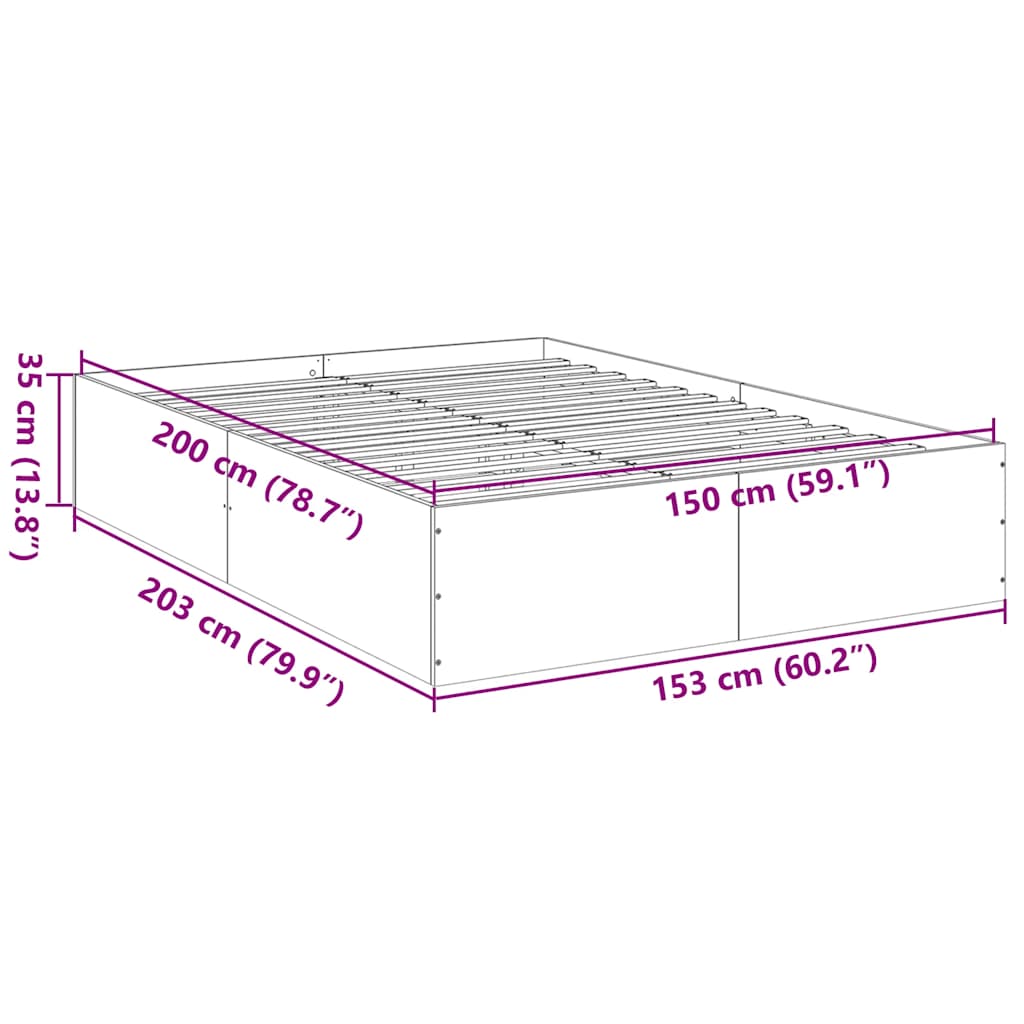 Okvir za krevet boja hrasta 150 x 200 cm konstruirano drvo