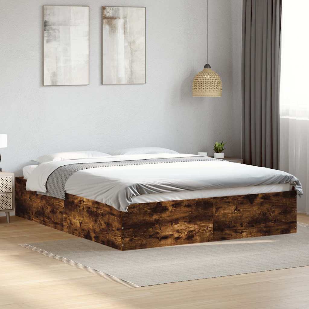 Okvir za krevet boja hrasta 150 x 200 cm konstruirano drvo