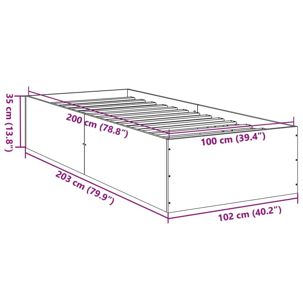 Okvir za krevet crni 100x200 cm konstruirano drvo