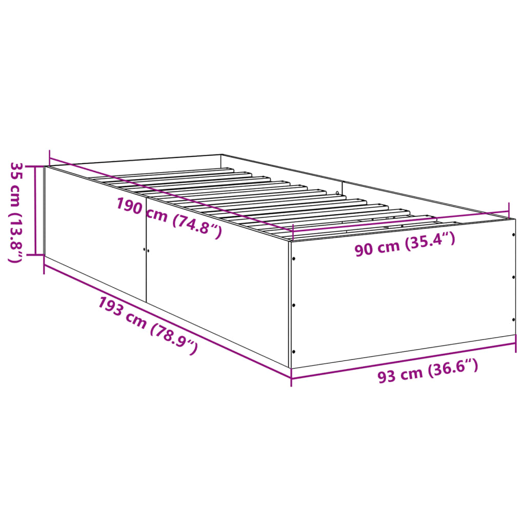 Okvir za krevet bijeli 90x190 cm konstruirano drvo