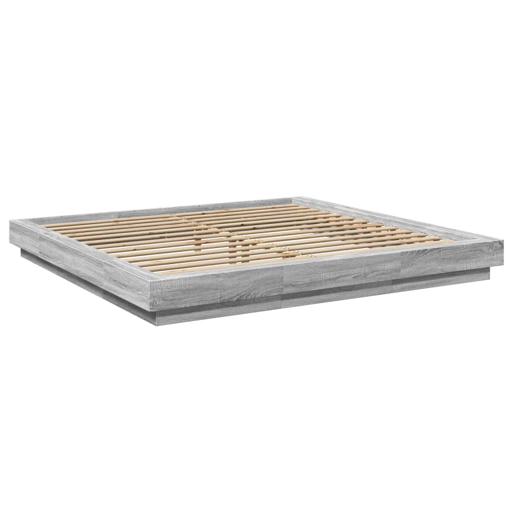 Okvir za krevet s LED svjetlima boja hrasta 200 x 200 cm drveni