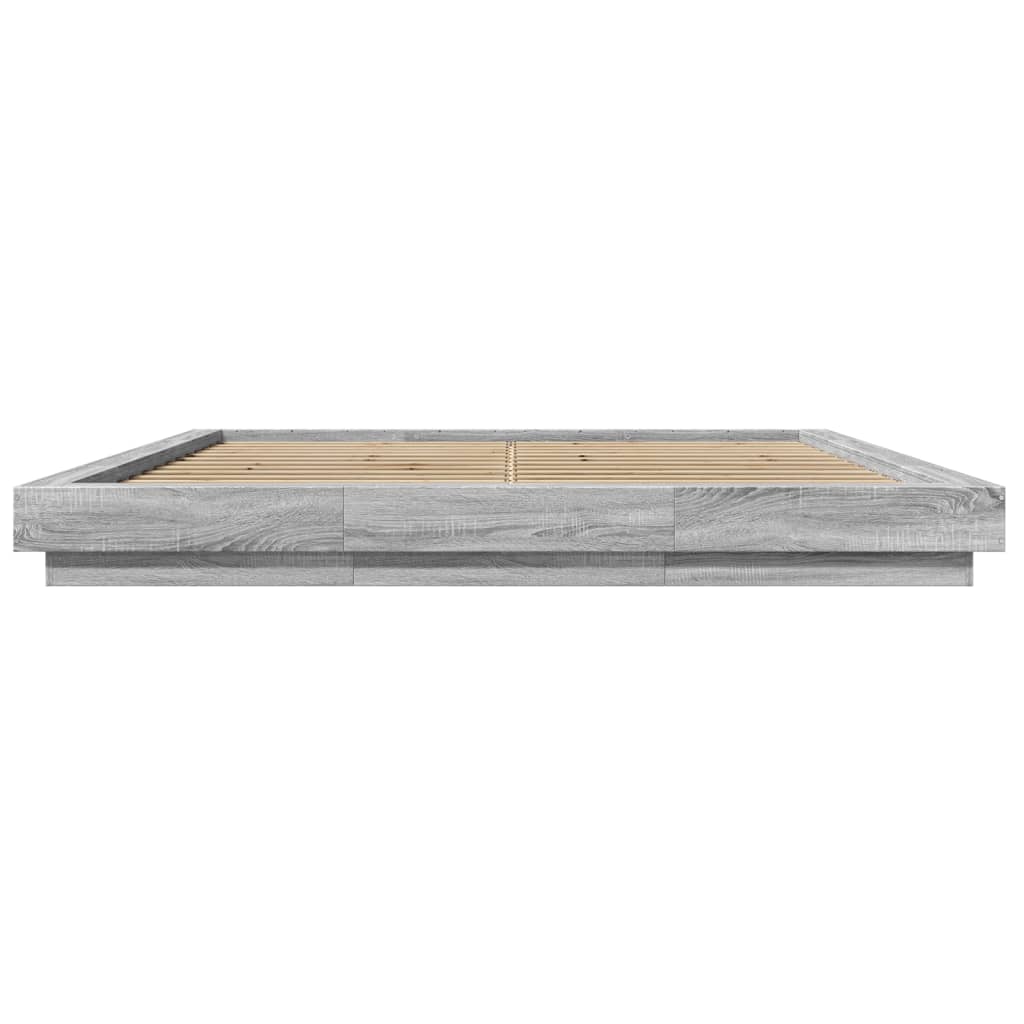 Okvir za krevet s LED svjetlima boja hrasta 200 x 200 cm drveni