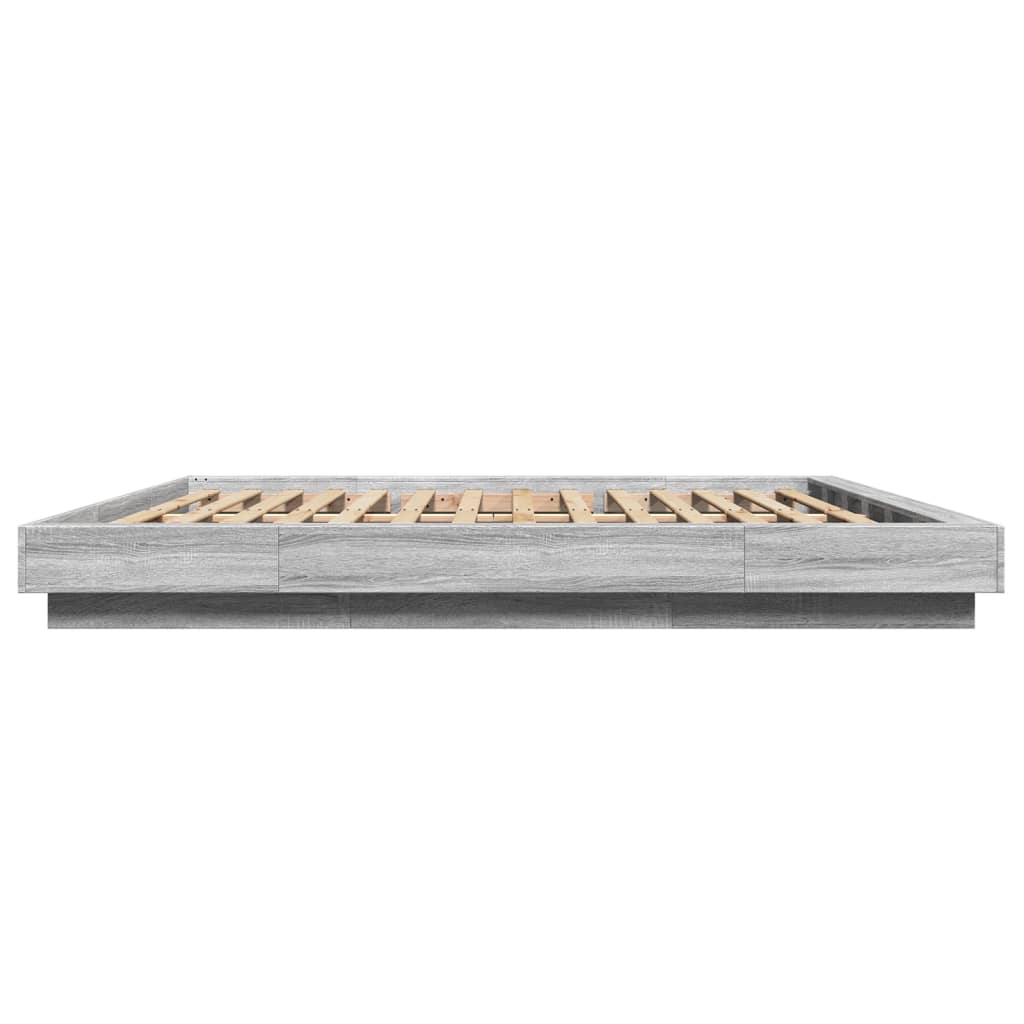 Okvir za krevet s LED svjetlima boja hrasta 200 x 200 cm drveni