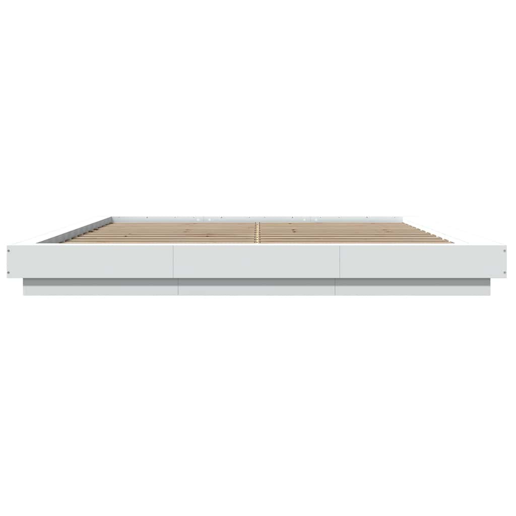Okvir kreveta s LED svjetlima bijeli 180 x 200 cm drveni
