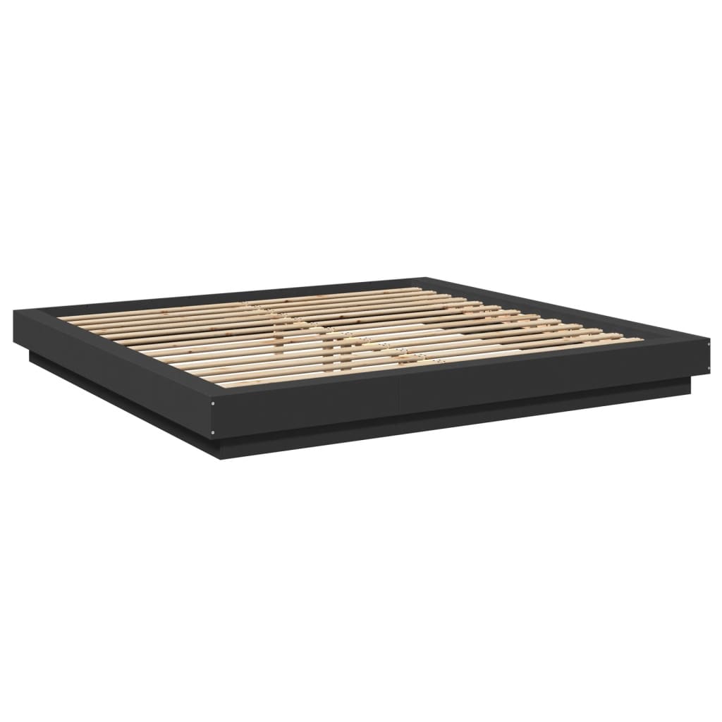 Okvir kreveta s LED svjetlima crni 180x200 cm konstruirano drvo