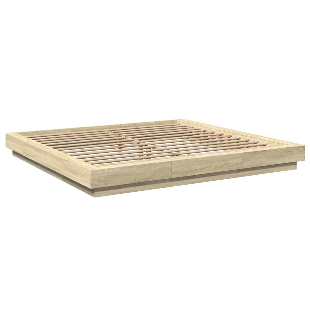 Okvir za krevet s LED svjetlima boja hrasta 180 x 200 cm drveni