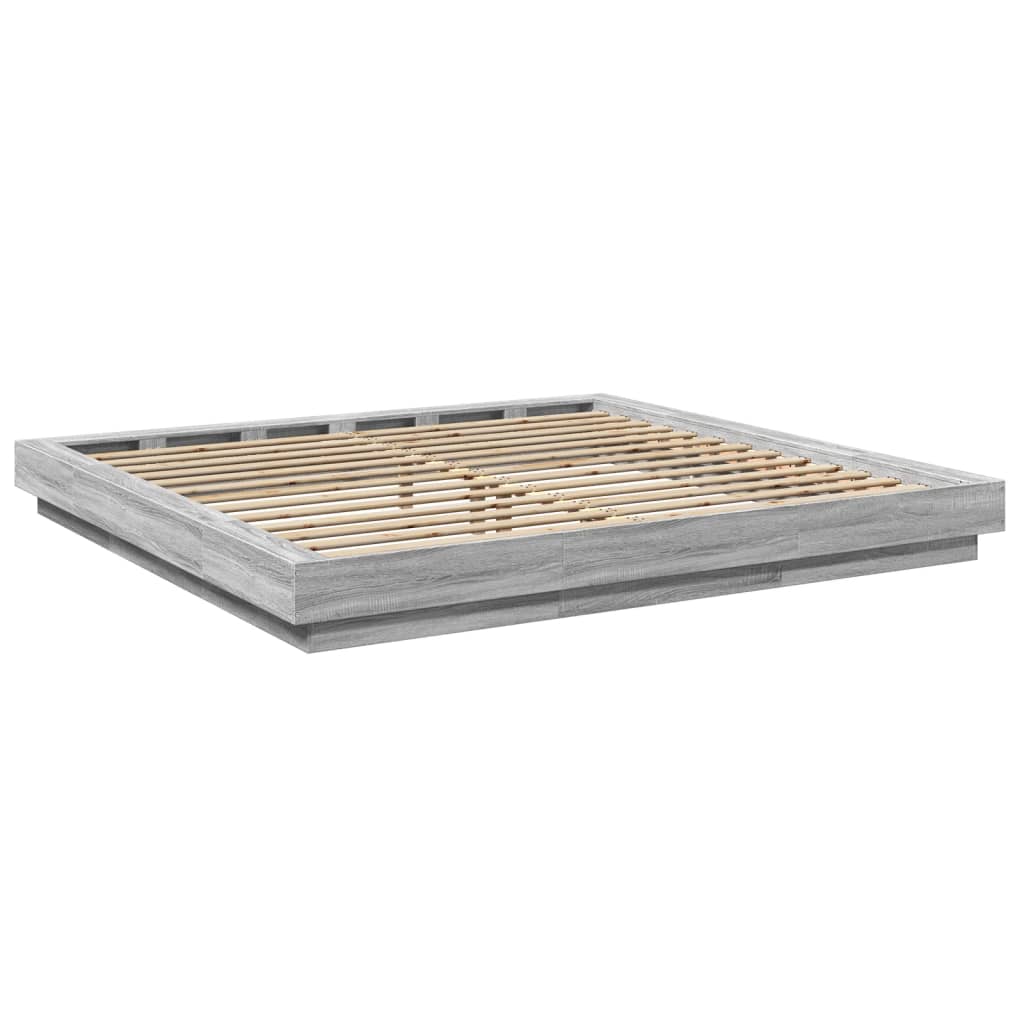 Okvir za krevet s LED svjetlima boja hrasta 180 x 200 cm drveni