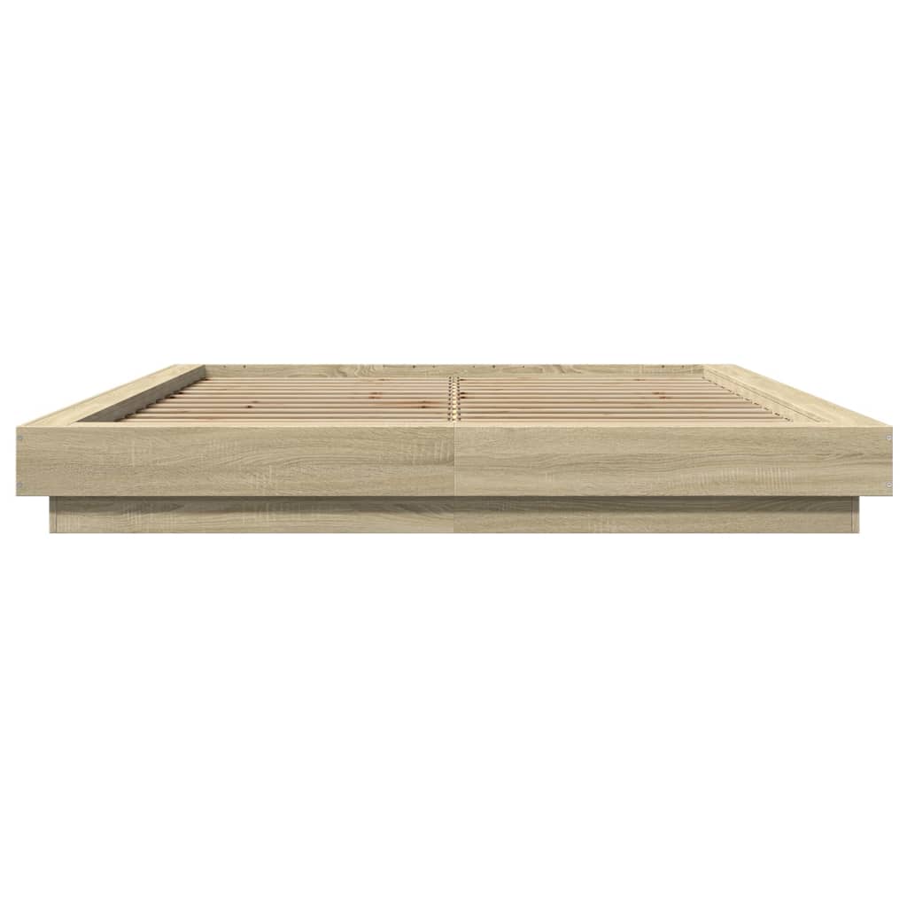 Okvir kreveta s LED svjetlima boja hrasta 150 x 200 cm drveni