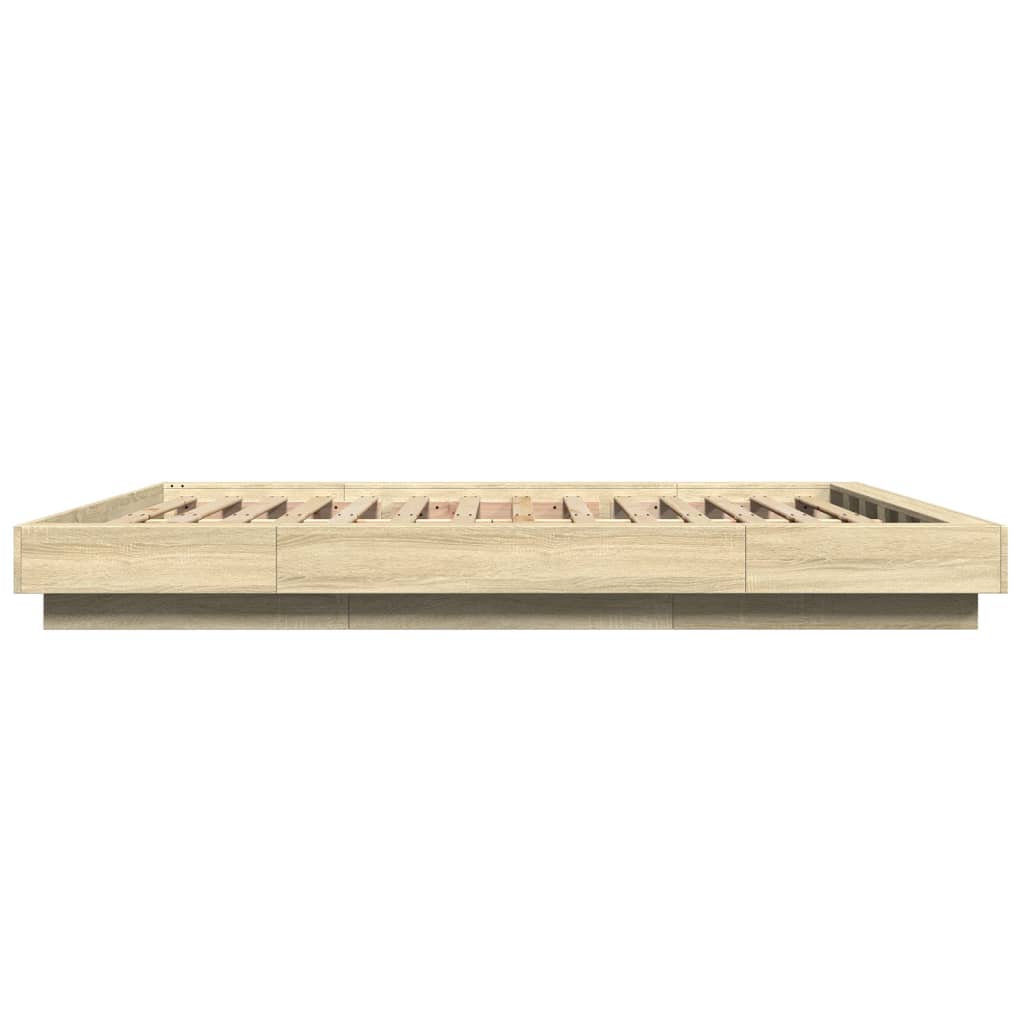 Okvir kreveta s LED svjetlima boja hrasta 150 x 200 cm drveni