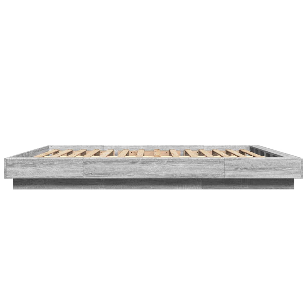 Okvir za krevet s LED svjetlima boja hrasta 150 x 200 cm drveni