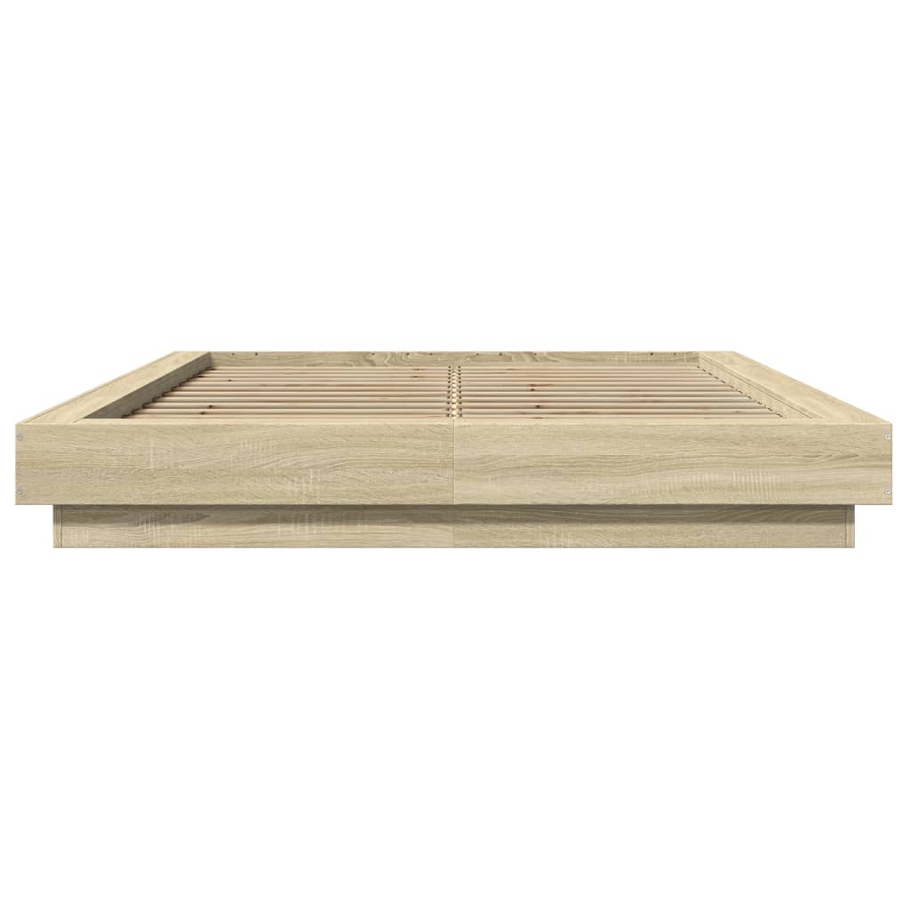 Okvir kreveta s LED svjetlima boja hrasta 140 x 200 cm drveni