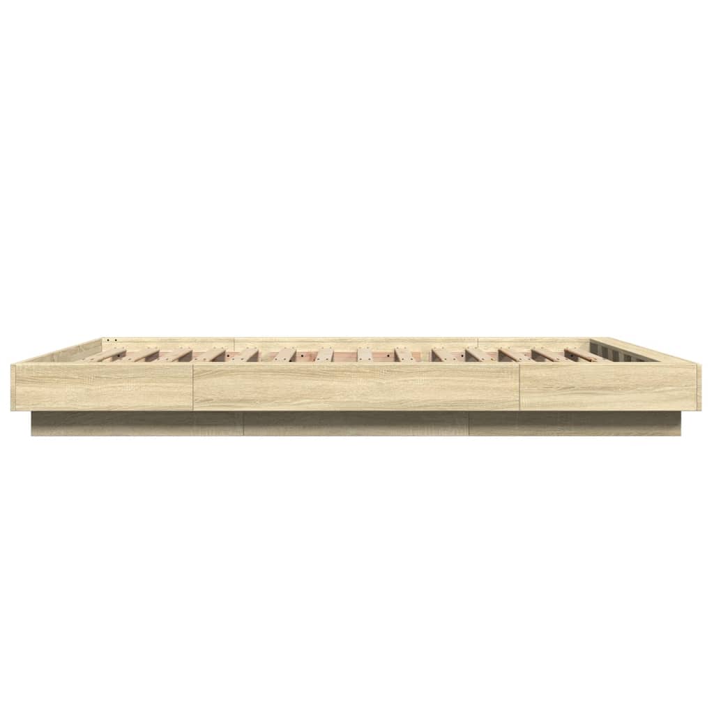 Okvir kreveta s LED svjetlima boja hrasta 140 x 200 cm drveni