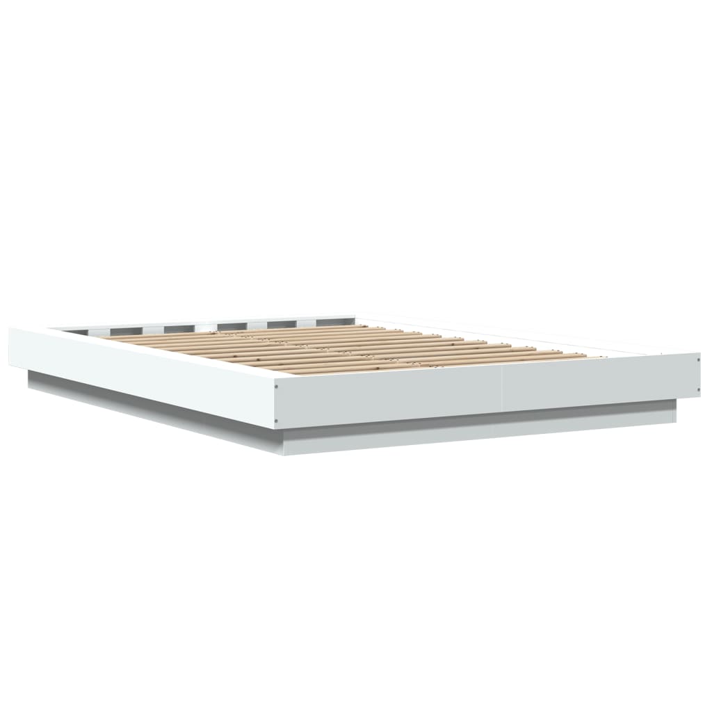 Okvir za krevet s LED svjetlima bijeli 120 x 200 cm drveni