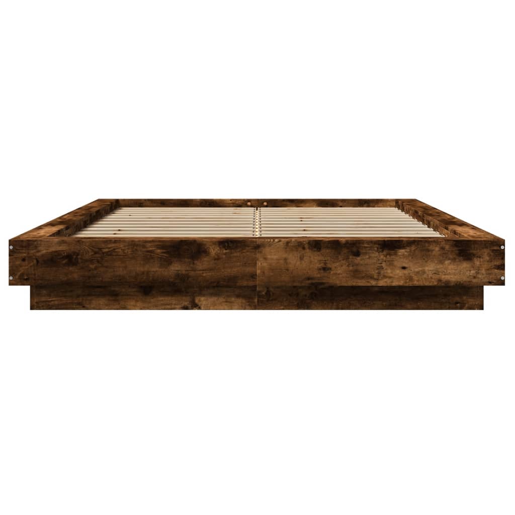 Okvir za krevet s LED svjetlima boja hrasta 120 x 200 cm drveni