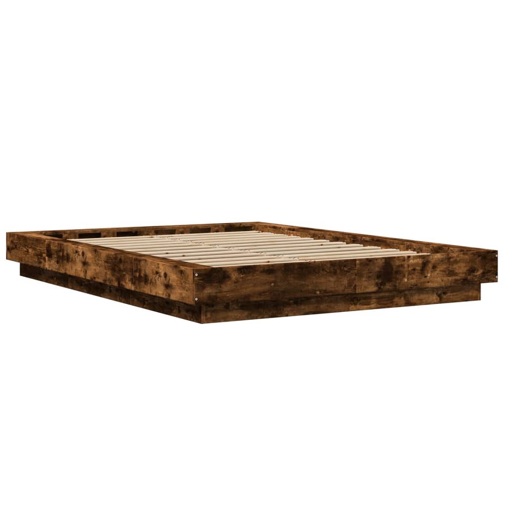 Okvir za krevet s LED svjetlima boja hrasta 120 x 200 cm drveni