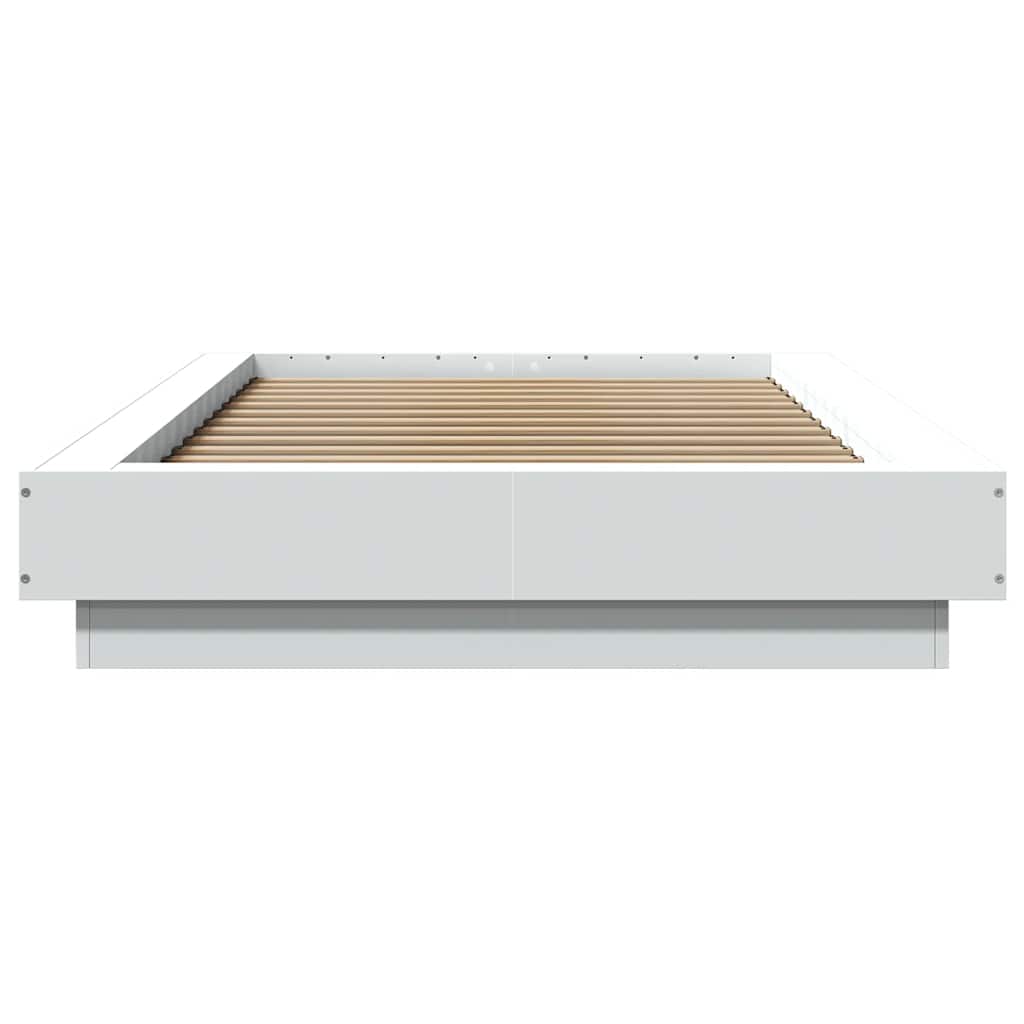 Okvir za krevet s LED svjetlima bijeli 100 x 200 cm drveni