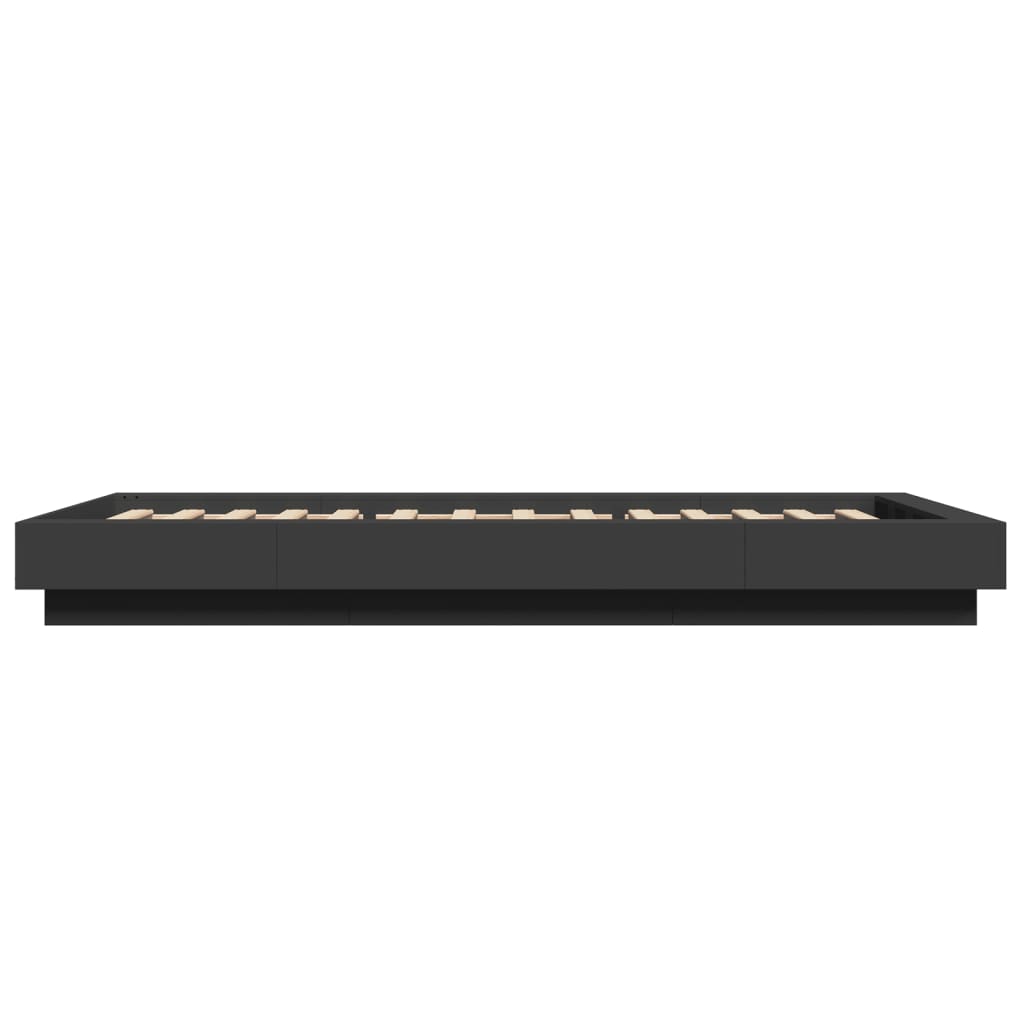 Okvir za krevet s LED svjetlima crni 100 x 200 cm drveni