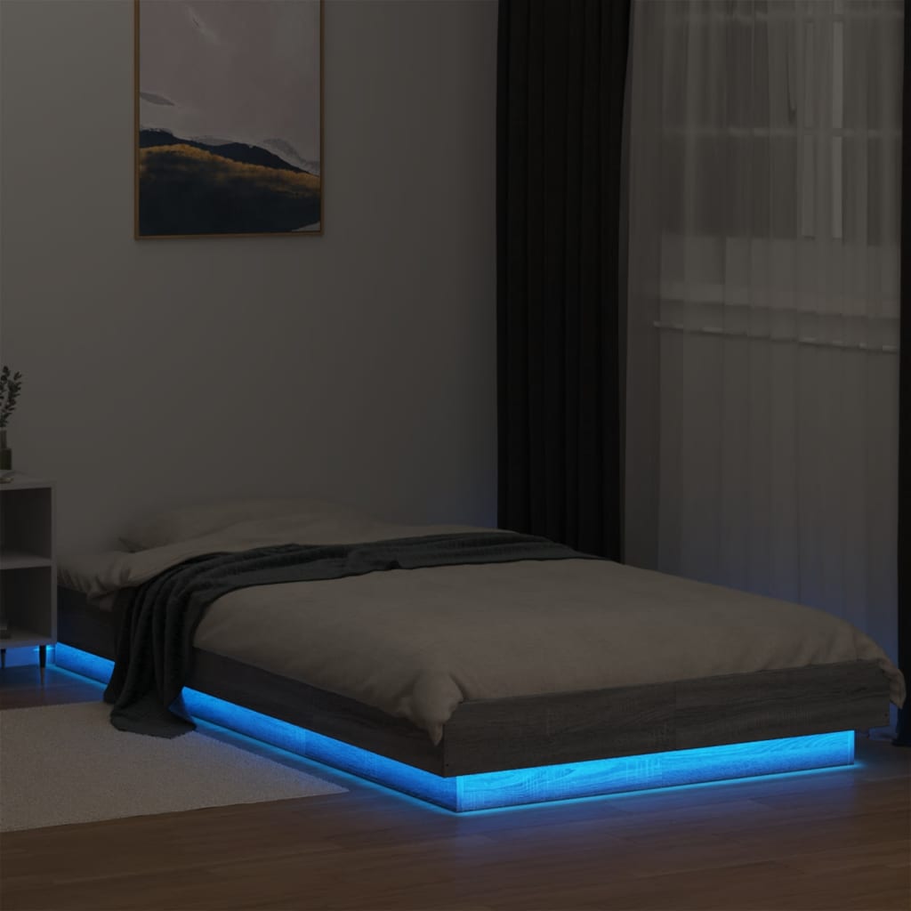 Okvir za krevet s LED svjetlima boja hrasta 100 x 200 cm drveni