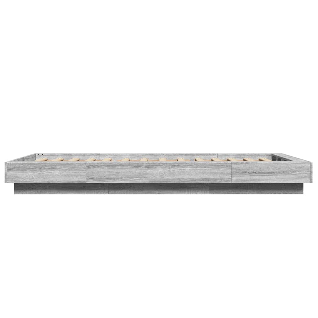 Okvir za krevet s LED svjetlima boja hrasta 100 x 200 cm drveni