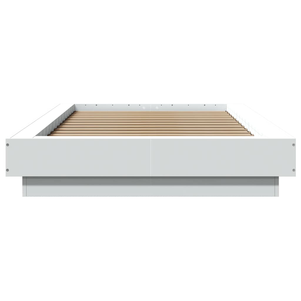 Okvir za krevet s LED svjetlima bijeli 90 x 200 cm drveni