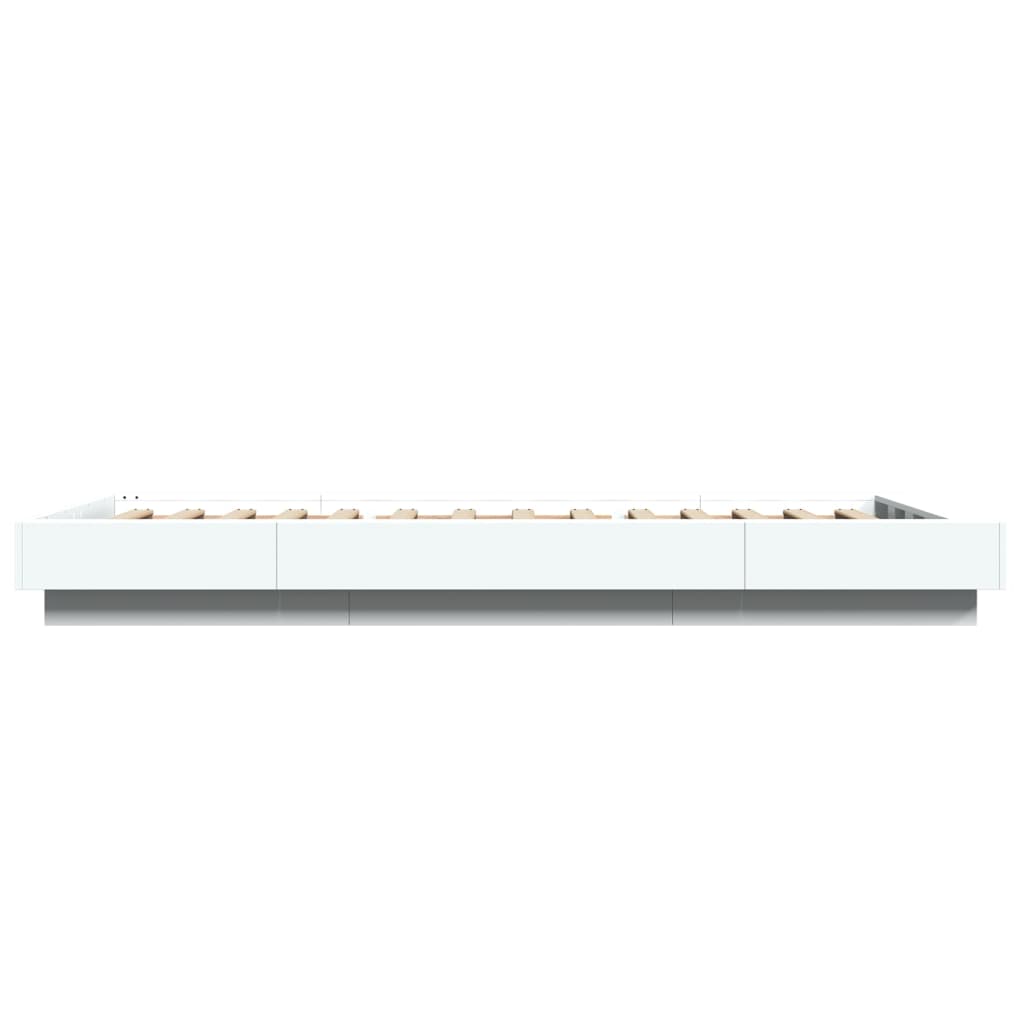 Okvir za krevet s LED svjetlima bijeli 90 x 200 cm drveni