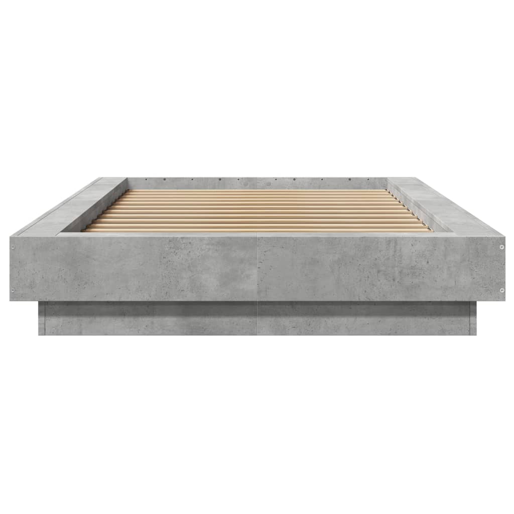 Okvir kreveta s LED svjetlima boja betona 90 x 200 cm drveni