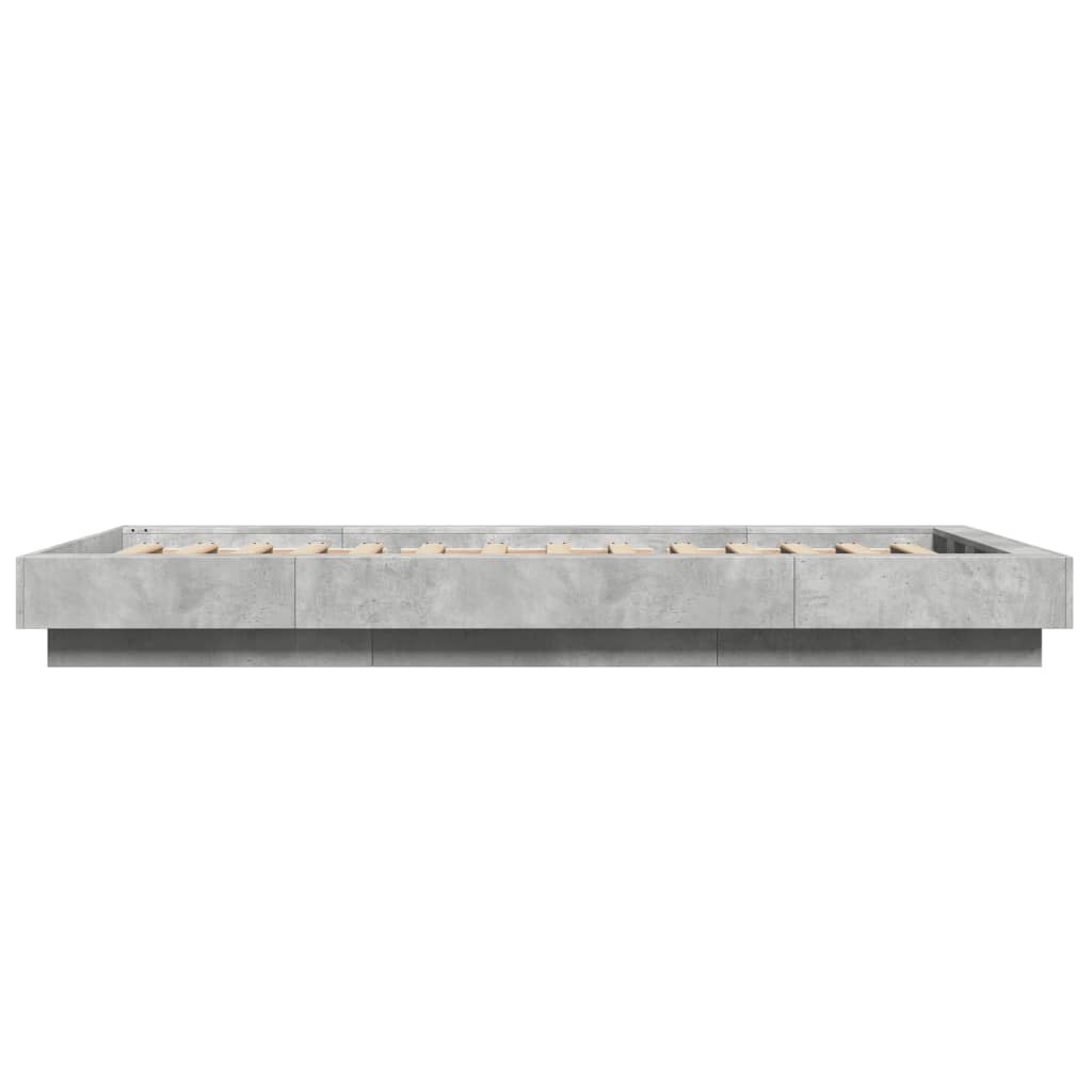 Okvir kreveta s LED svjetlima boja betona 90 x 200 cm drveni
